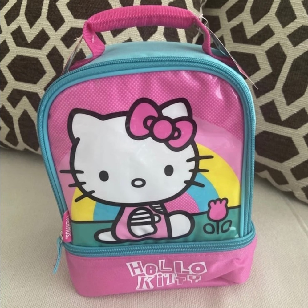Hello Kitty Pink Soft Lunchbox Insulated Bag THERMOS Two compartments NWT 2016